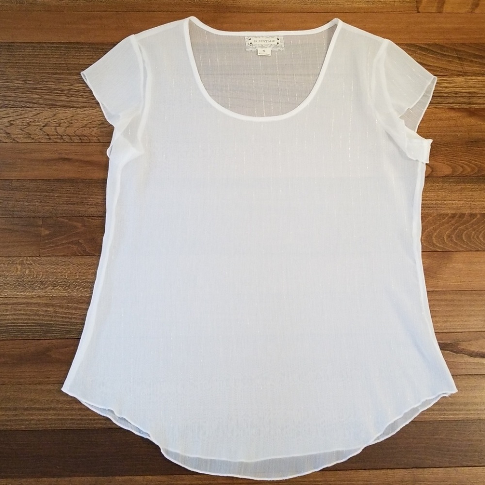 White Sparkly Translucent Blouse - image 1